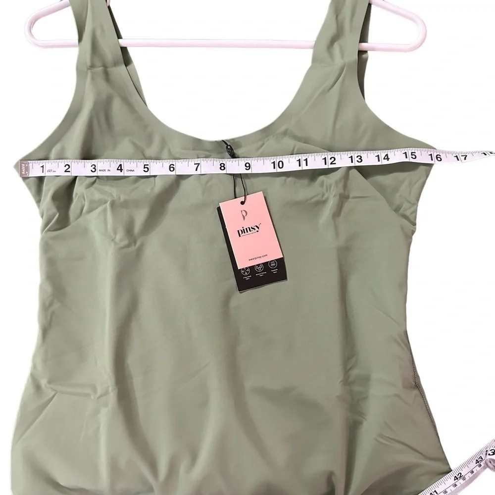 Pinsy Scoop Tank Hourglass Shapewear Thong Bodysuit Size XL NWT In Color Sage - Picture 7 of 13